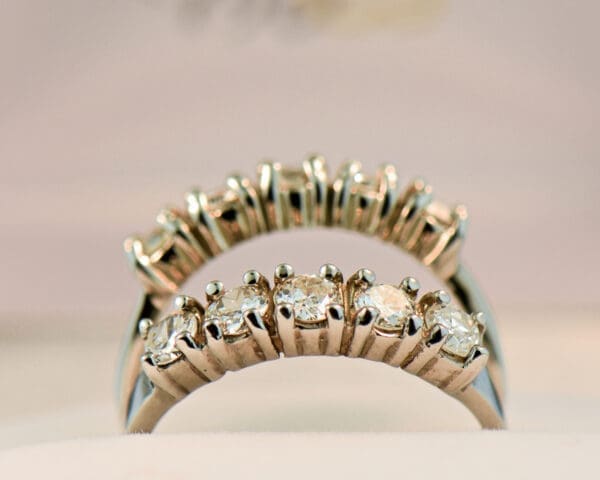 old european cut diamond framing bands two 5 stone diamond bands 4