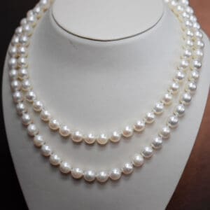 vintage akoya pearl strand with gold rose floral clasp 2