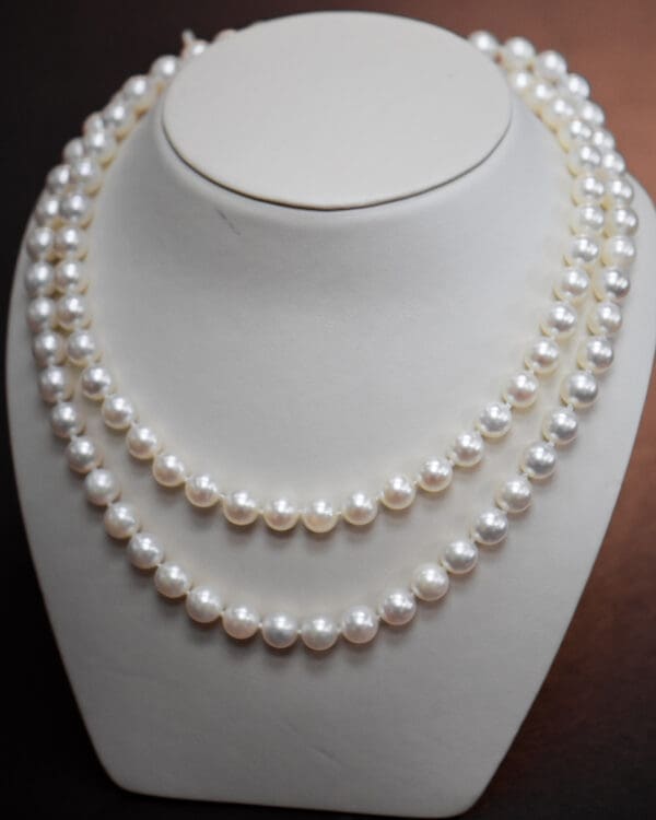 vintage akoya pearl strand with gold rose floral clasp 2
