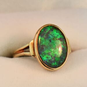 vintage bezel set opal doublet ring in 14 yellow gold