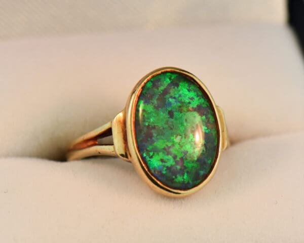 vintage bezel set opal doublet ring in 14 yellow gold