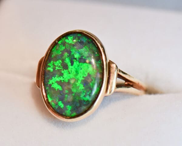 vintage bezel set opal doublet ring in 14 yellow gold 3