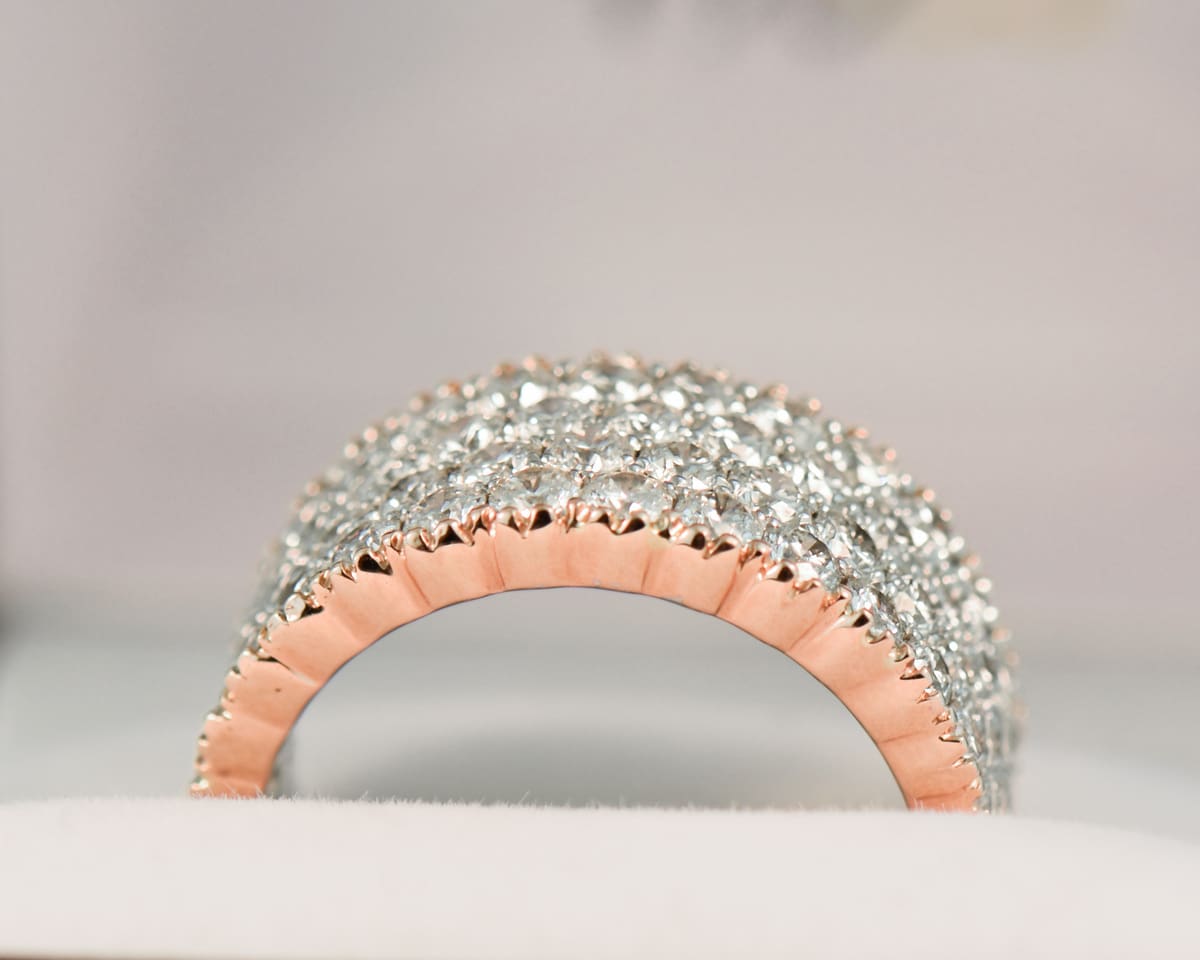 Custom Pave’ Diamond Band in Rose & White Gold - thumbnail 2
