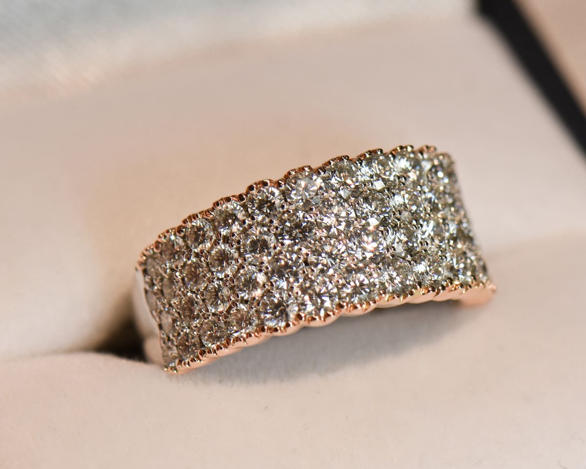 Custom Pave’ Diamond Band in Rose & White Gold - thumbnail 4