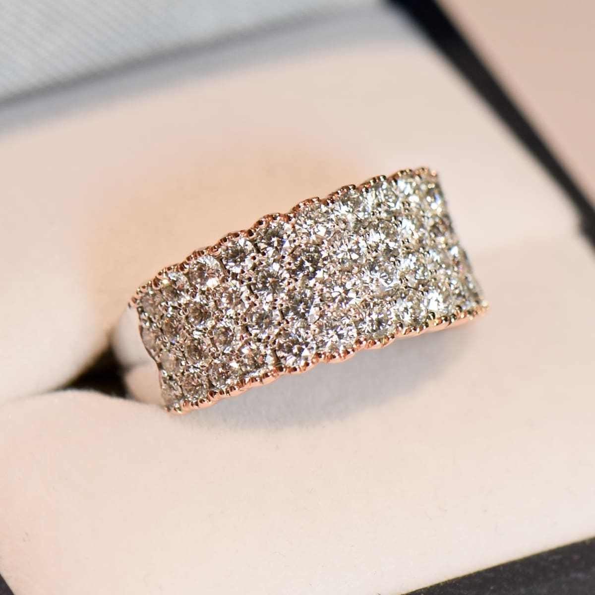 Custom Pave’ Diamond Band in Rose & White Gold - thumbnail 5