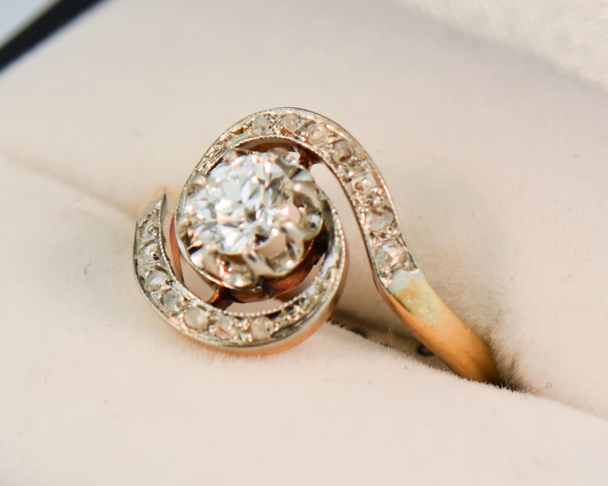 Nouveau French Diamond Swirl Engagement Ring Exquisite Jewelry for Every Occasion FWCJ