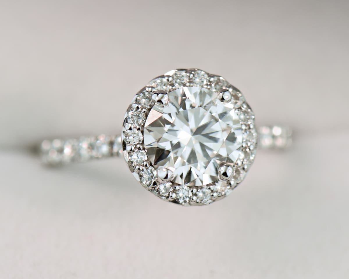 Lab Created Diamond Engagement Ring, 2ctw Round Halo - thumbnail 3
