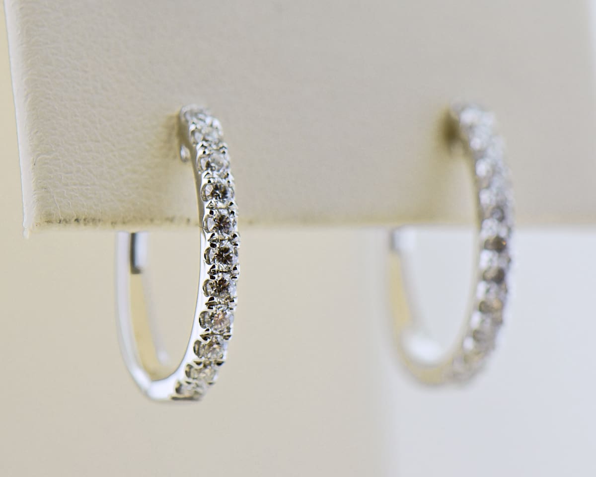 Mid-Size Diamond Hoop Earrings- our best seller! - thumbnail 2