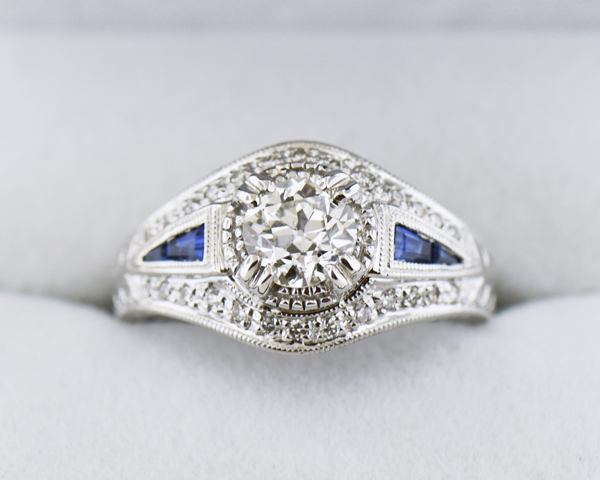 Vintage Sapphire Diamond Engagement Ring | Plaza Jewellery English Vintage  Antique Unique Jewellery