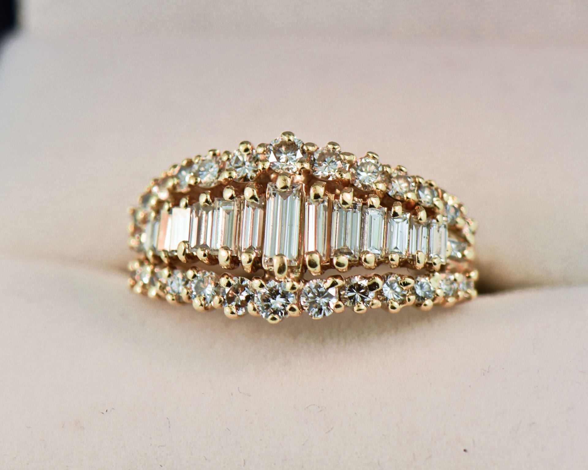 Yellow gold baguette diamond ring sales