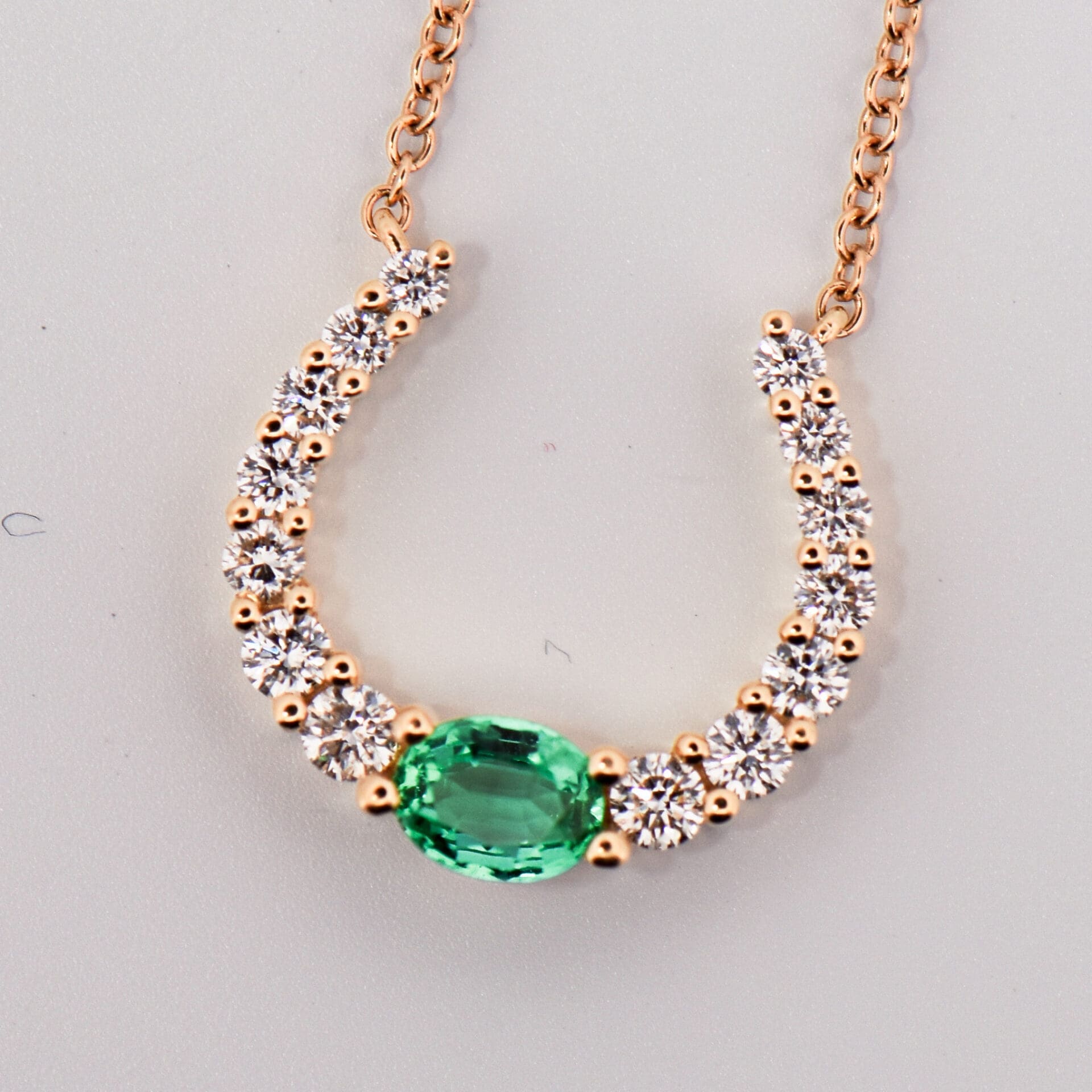 Good Luck Horseshoe Necklace with Emerald & Diamonds | Exquisite 