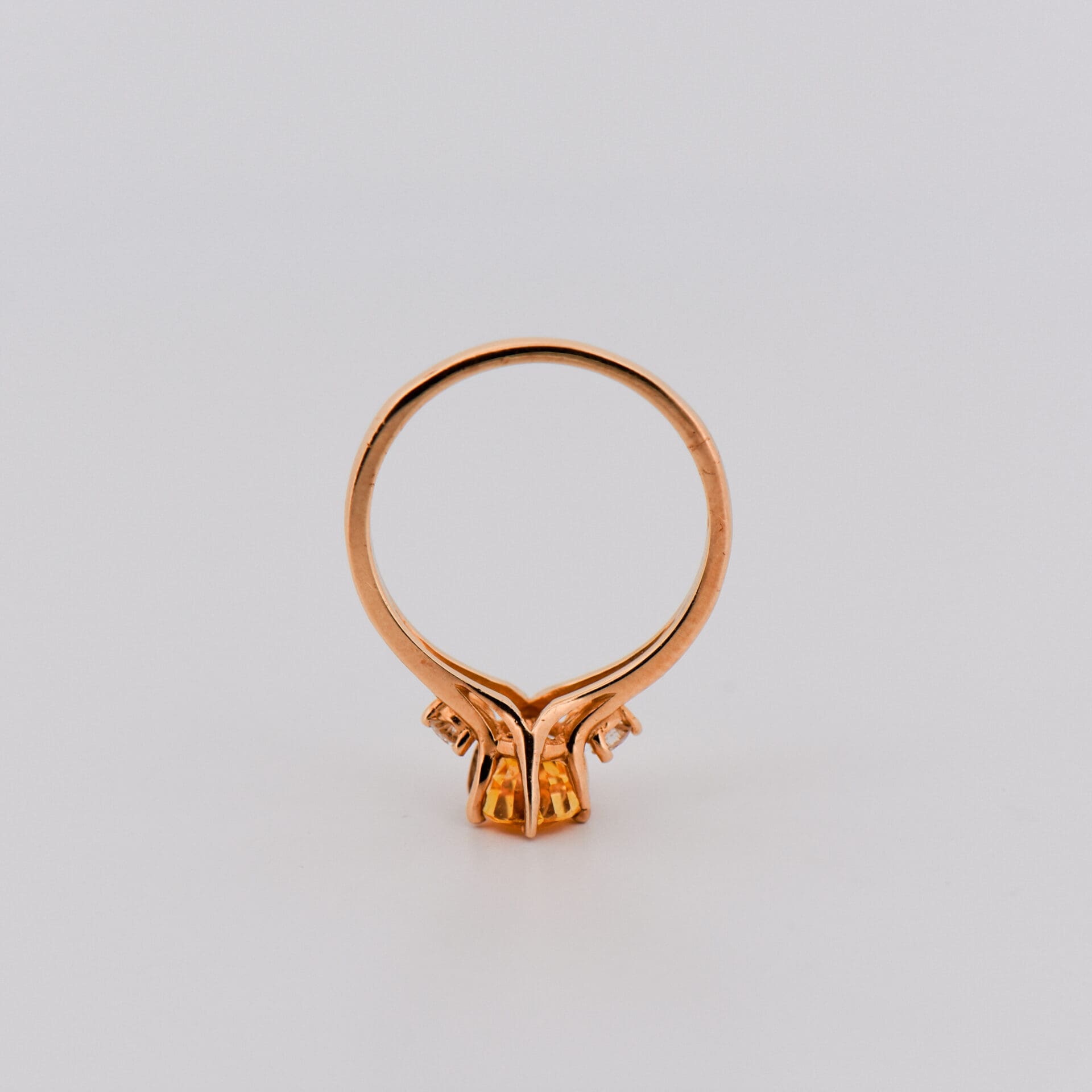 Vintage Yellow Sapphire & Diamond 3-Stone Ring - thumbnail 2