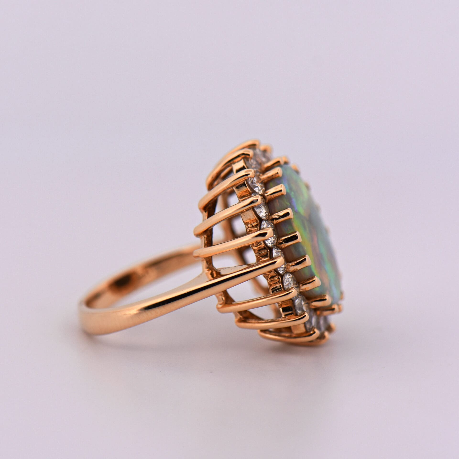 Huge Australian Black Opal & Diamond Cocktail Ring - thumbnail 4