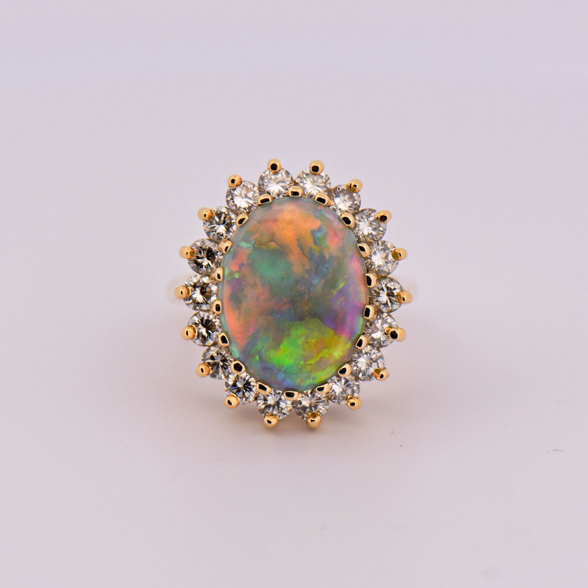 Huge Australian Black Opal & Diamond Cocktail Ring