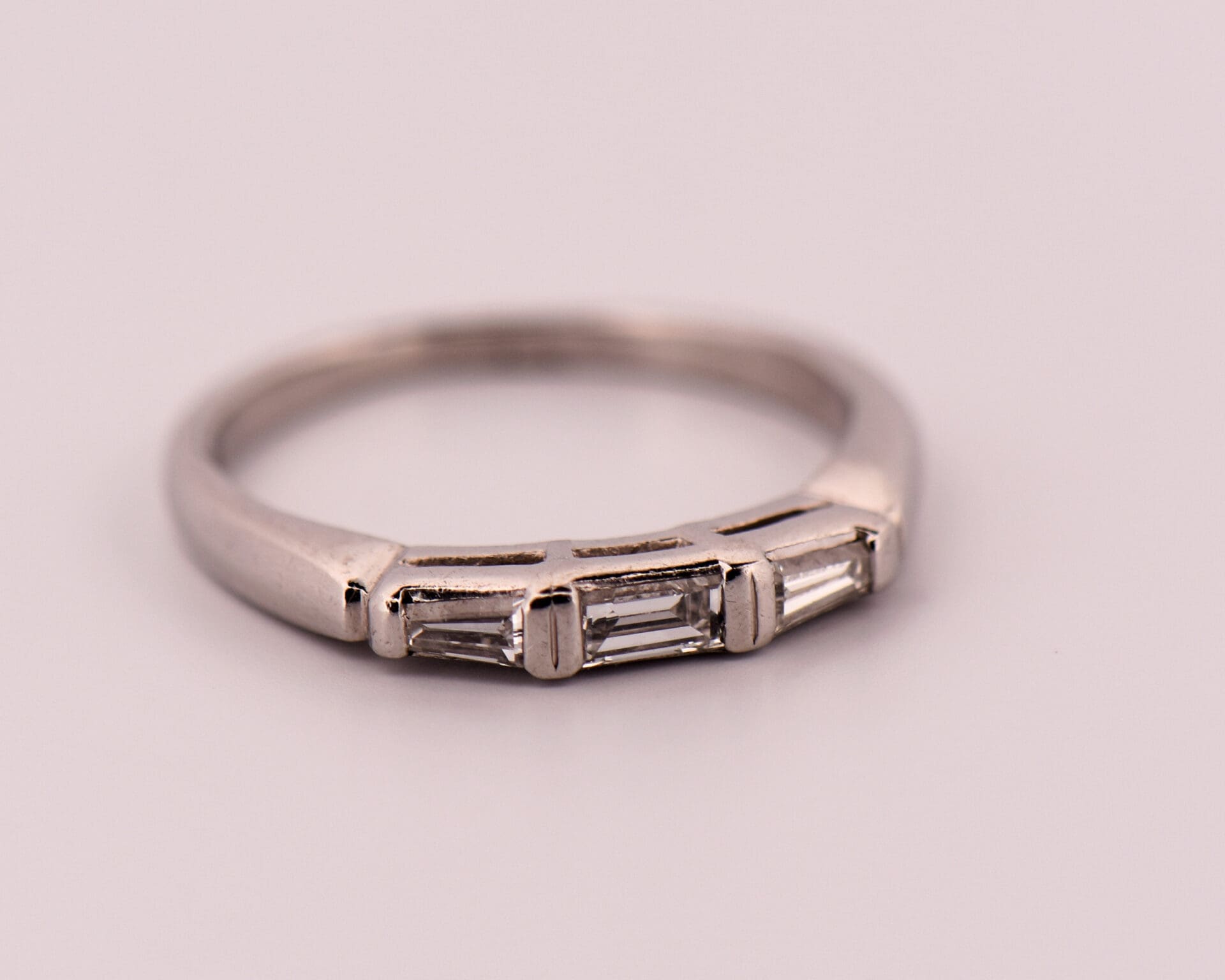 Classic Wedding Set with Emerald Cut & Baguette Diamonds - thumbnail 4