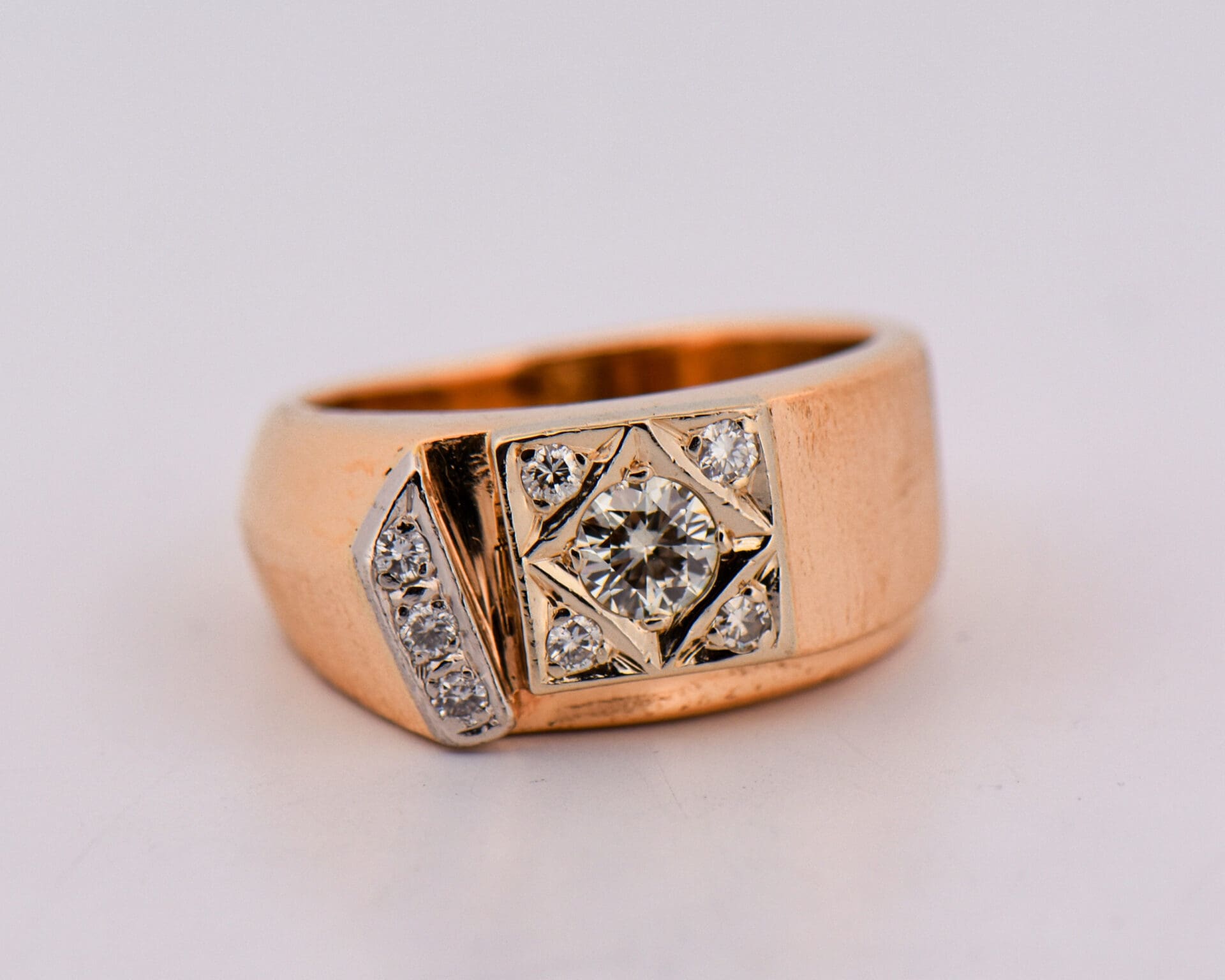 Estate Custom Gents Diamond Pinky Ring by Larry Rocz | Exquisite