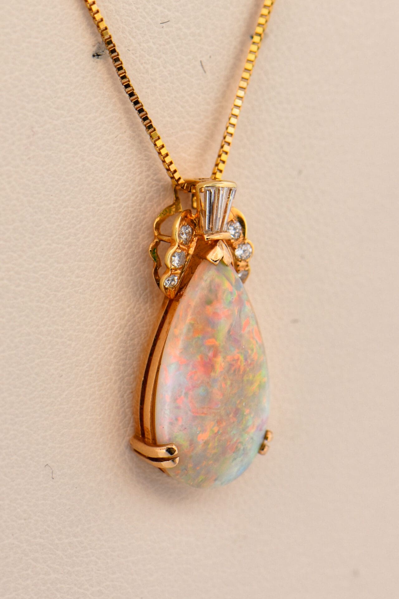 Top Gem Australian White Opal & Diamond Pendant | Exquisite  display picture 1
